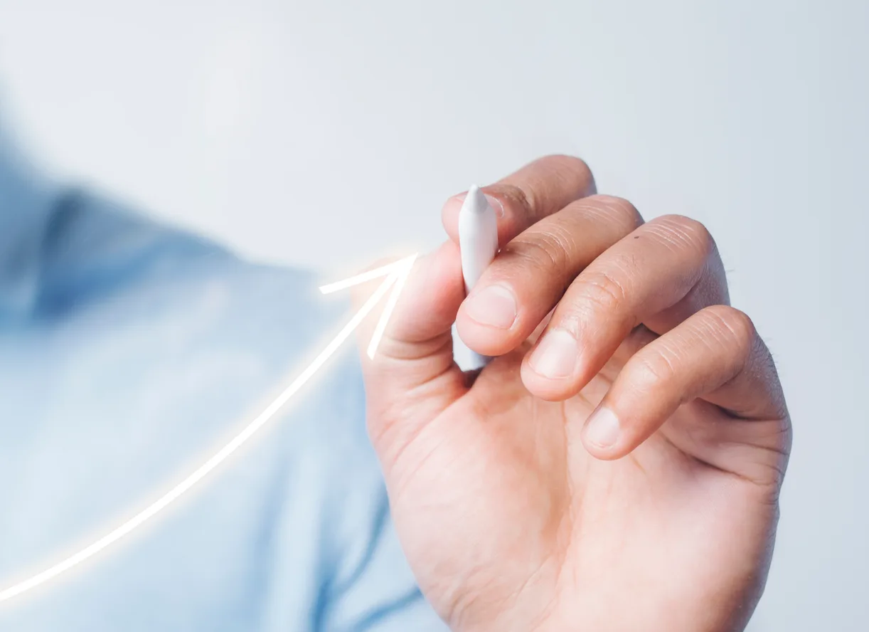A clinician tracking practice growth against a rising trend line