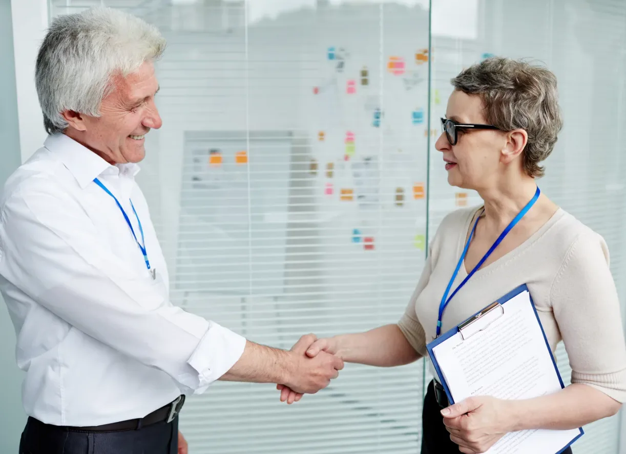 Two clinicians planning a long-term growth strategy