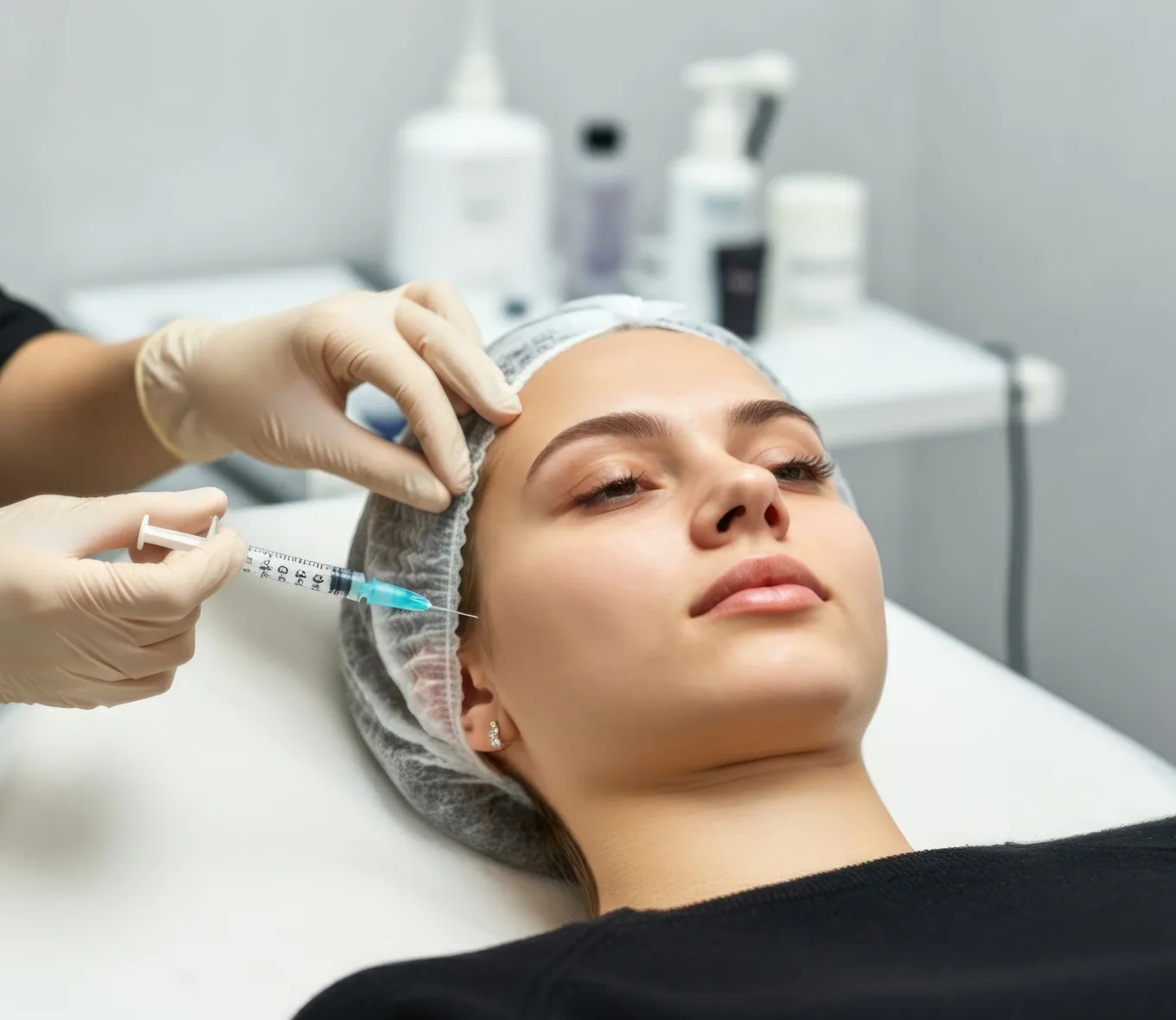 A med spa provider giving an injectable treatment to a patient